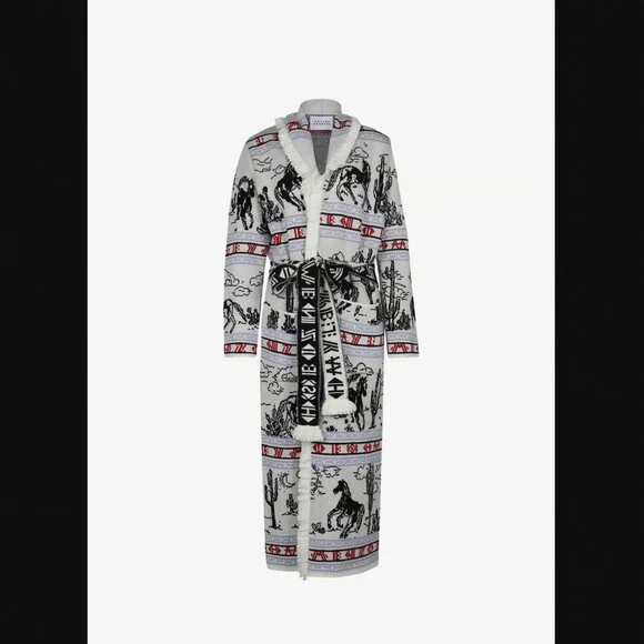 HAYLEY MENZIESbronco merino jacquard long cardigan cream - denim